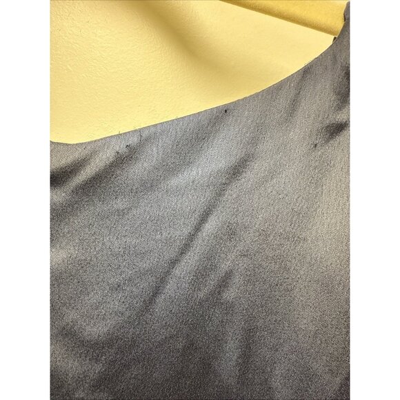 New DKNY Size 4 Navy Blue Balloon-3/4 Sleeve Faux-Wrap Gown Midi Dress Belted - Picture 7 of 11